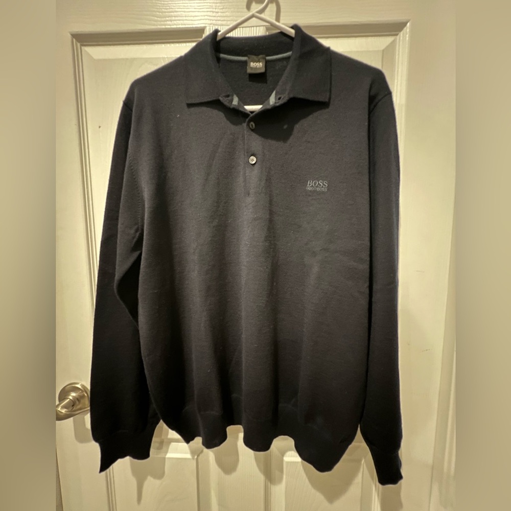 Boss Hugo Boss 100% Extrafine Virgin Merino Wool Black Sweater  Size L